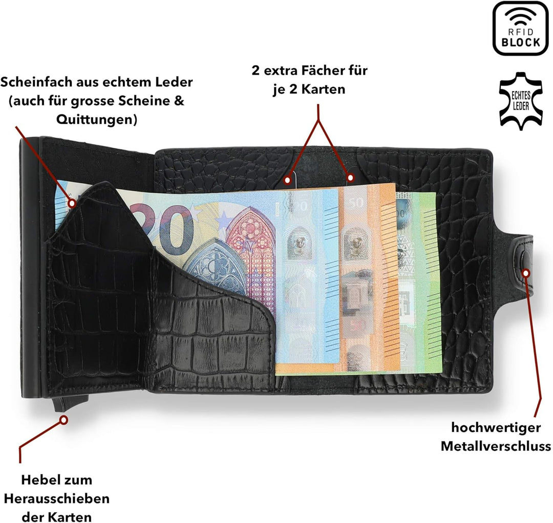 NEU: SOLO PELLE® Slim Wallet Mondo ohne Münzfach [bis zu 13 Karten] Slimwallet [RFID-Schutz] Kartene