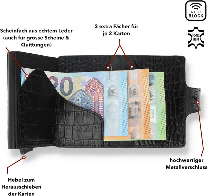 NEU: SOLO PELLE® Slim Wallet Mondo ohne Münzfach [bis zu 13 Karten] Slimwallet [RFID-Schutz] Kartene