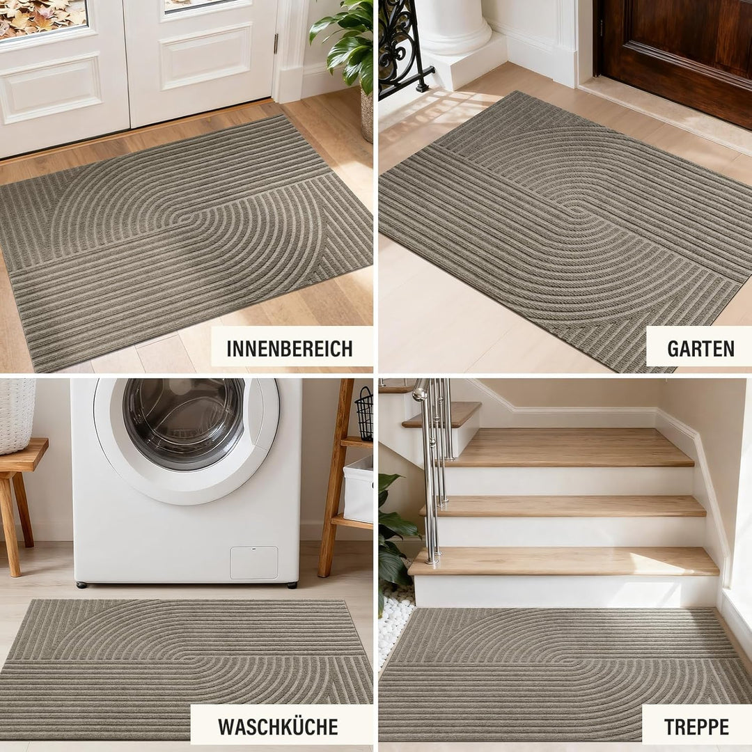 Fussmatte Innen Aussen 90x150cm, rutschfeste Schmutzfangmatte mit Saugkraft, Türmatte Waschbar Langl