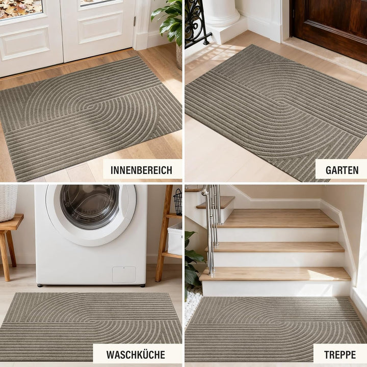 Fussmatte Innen Aussen 90x150cm, rutschfeste Schmutzfangmatte mit Saugkraft, Türmatte Waschbar Langl