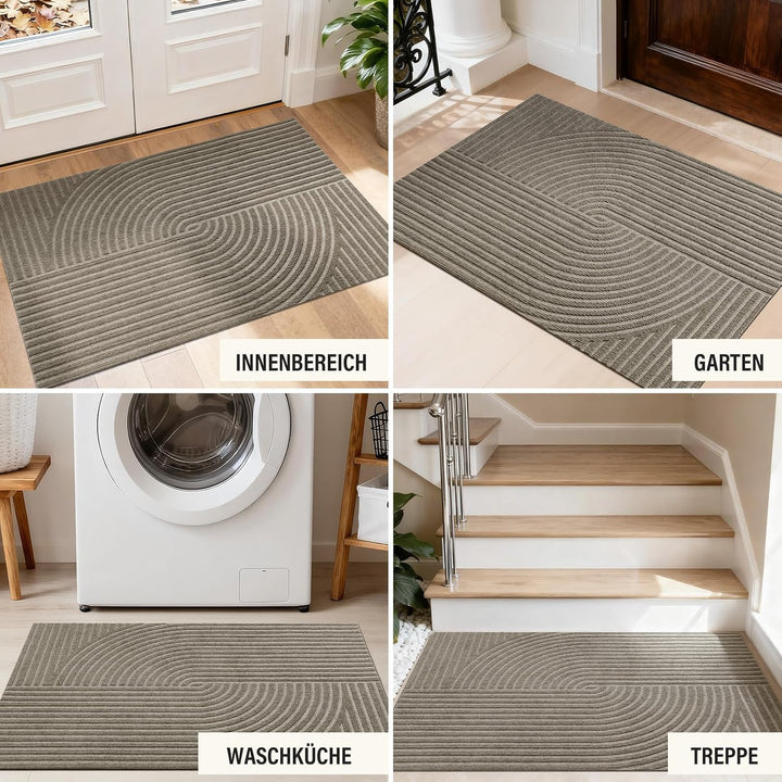 Schmutzfangmatte Innen Aussen 50x80cm, rutschfeste Fussmatte mit Saugkraft, Fussmatte Waschbar Langl