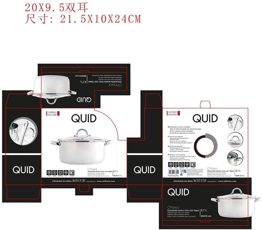 Quid Arcuisine Bräter mit Deckel 1L Messkanne 20 Zentimeter. Ottawa Typ 20 cm, 20 cm
