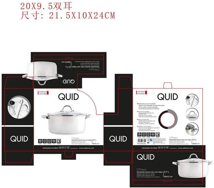Quid Arcuisine Bräter mit Deckel 1L Messkanne 20 Zentimeter. Ottawa Typ 20 cm, 20 cm