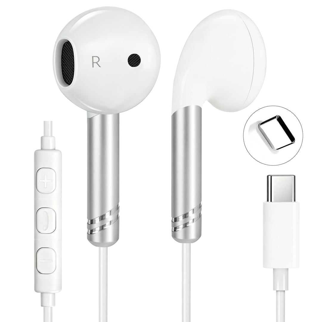 yobola USB C Kopfhörer mit Kabel, In Ear Kabelkopfhörer mit Mikrofon und Lautstärkeregelung, HiFi St