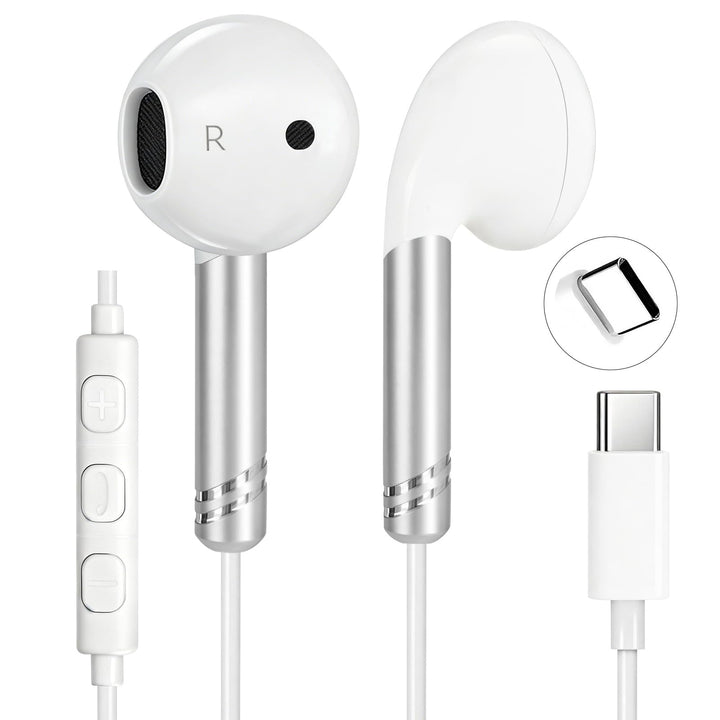 yobola USB C Kopfhörer mit Kabel, In Ear Kabelkopfhörer mit Mikrofon und Lautstärkeregelung, HiFi St