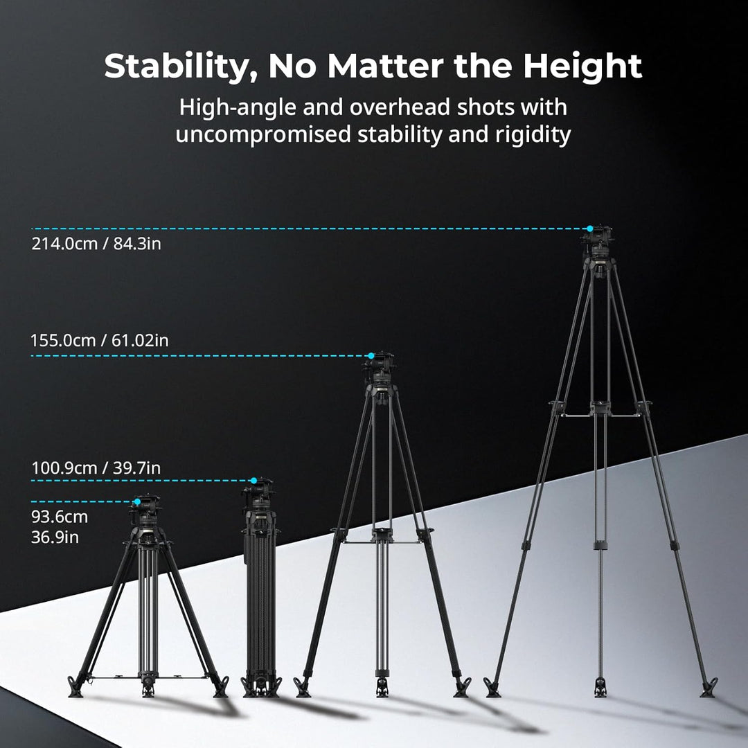 SMALLRIG 214cm FreeSpeed Carbonfaser-Gegengewicht Video-Stativ, Schwerlast-Kamera-Stativ mit 6-Stufe