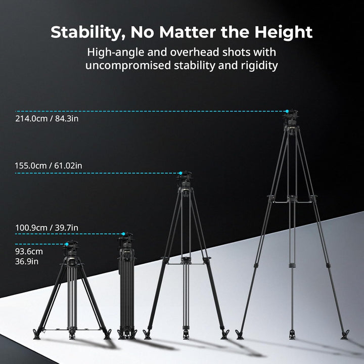 SMALLRIG 214cm FreeSpeed Carbonfaser-Gegengewicht Video-Stativ, Schwerlast-Kamera-Stativ mit 6-Stufe