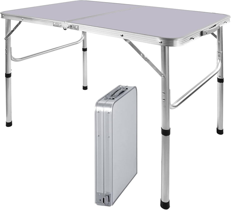 Bowose 90x60cm Klapptisch Gartentisch höhenverstellbar, Aluminium-Camping-Tisch 30KG Kapazität, leic