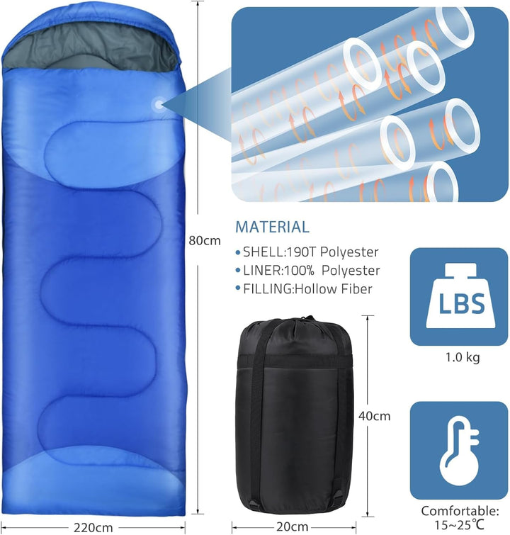 Schlafsack Outdoor für Camping 3 Jahreszeiten Erwachsene Schlafsack, 2 in 1 Funktion Deckenschlafsäc