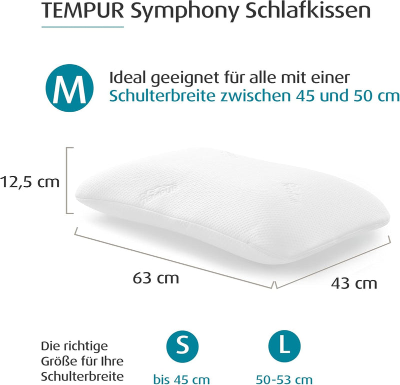 TEMPUR Symphony Schlafkissen ergonomisches Nackenstützkissen für Rücken-und Seitenschläfer, Memory F