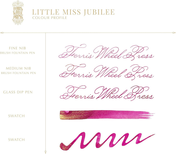 Ferris Wheel Press Fountain Pen Ink, Everyday Ink Collection, Sparkling Golden Magenta, 38ml Bright