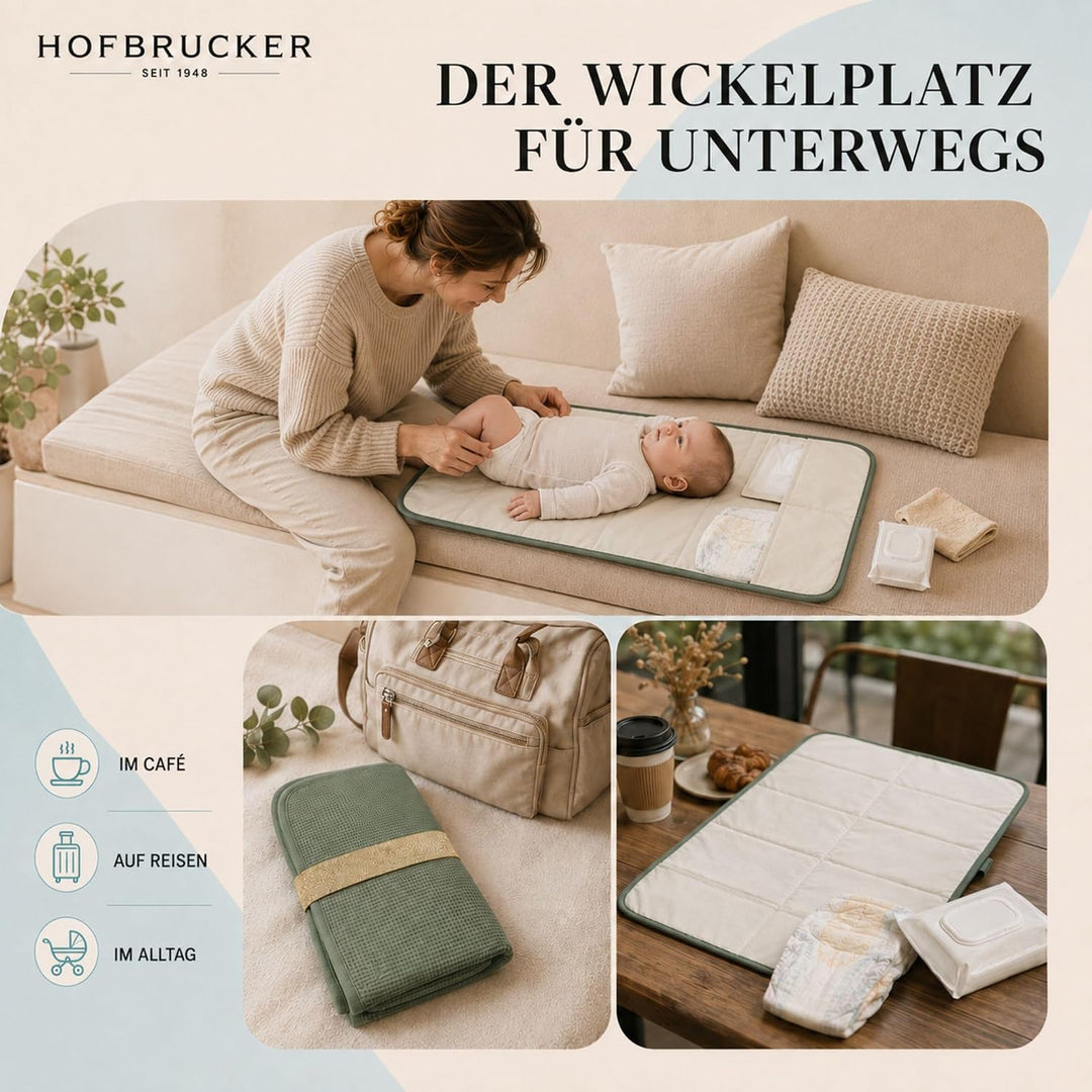 Hofbrucker® Windeltasche, Wickeltasche mit Wickelunterlage für unterwegs, faltbare Wickelclutch mit