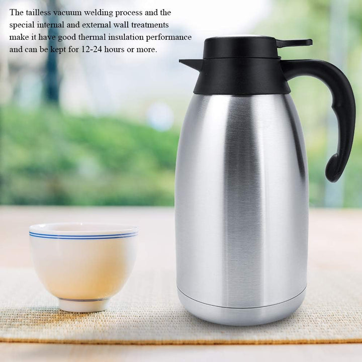 Edelstahl-Wassertopf, vakuumisolierter Wassertopf Edelstahl-Thermoskanne Kaffee-Tee-Wassertopf(2L)
