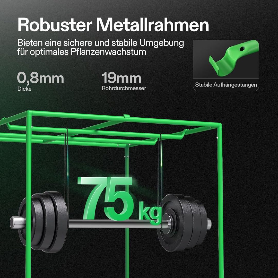 VIVOSUN Growzelt 150x150x200cm lichtdichtes Indoor Hydroponik Zelt mit reflektierendem Mylar Sichtfe