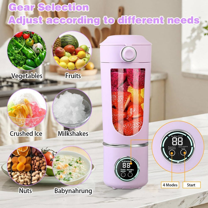 Tragbarer Mixer, 700 ml Mixer Smoothie, Mini-Standmixer mit 12 Edelstahlklingen und Digitalanzeige,