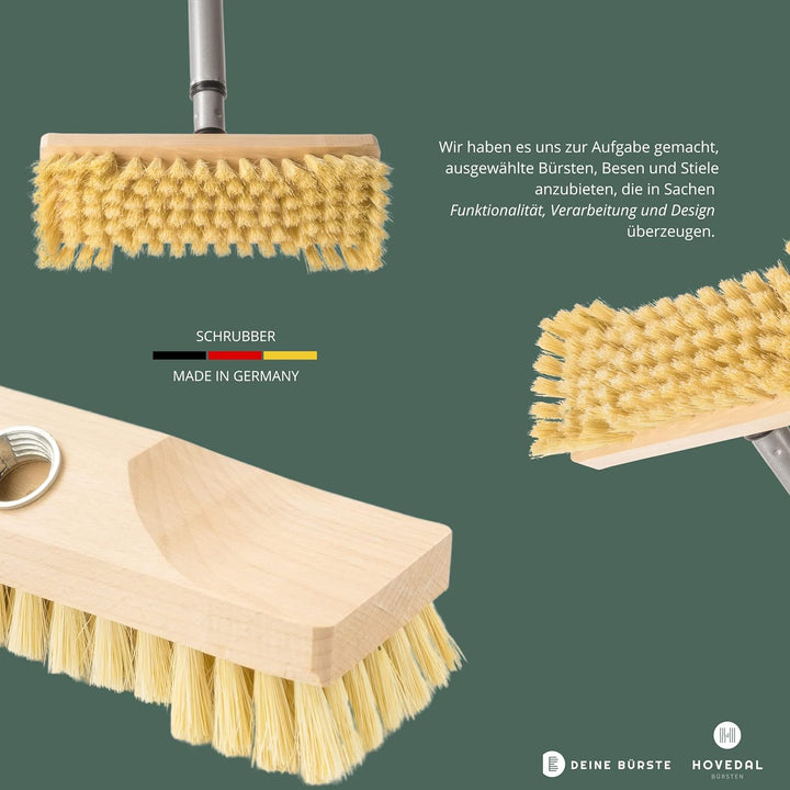 Schrubber mit Stiel / Teleskopstiel – Schrupper aus Holz mit Naturborsten – Ideal für die Reinigung