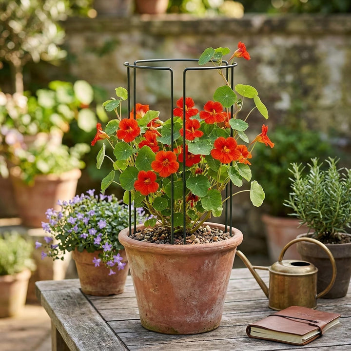 Pflanzenstütze Metall 3er Set – Halbrunde Staudenhalter für Pfingstrosen Hortensien Rosen und Staude