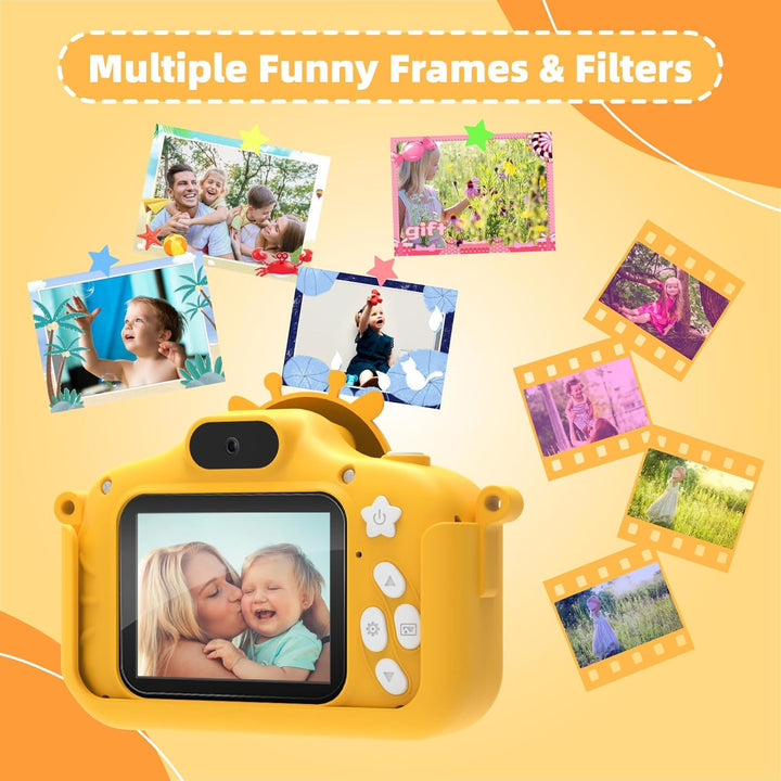 TIATUA Kinderkamera, 1080P Kamera Kinder mit 2.0”-Bildschirm & 32GB SD-Karte, Selfie Digitalkamera &