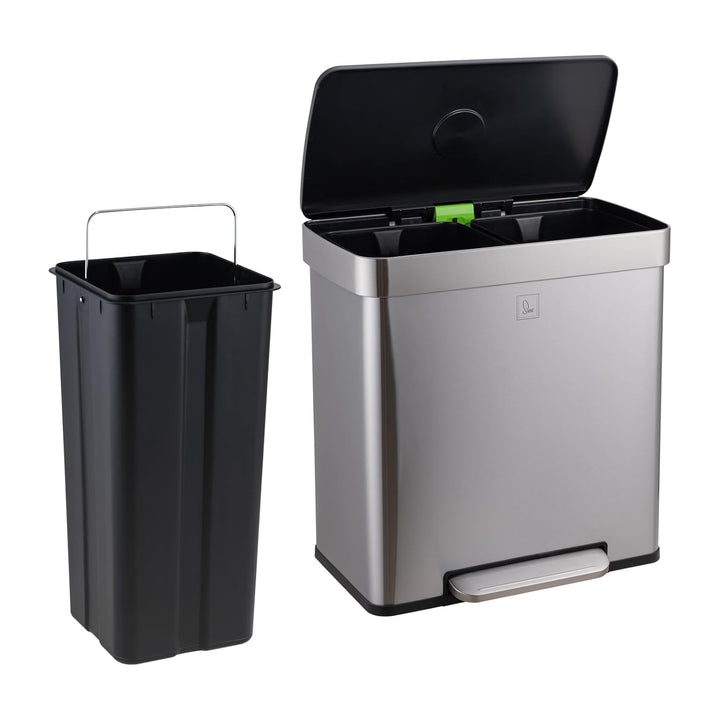 SVITA LT2X30 Mülleimer 60 Liter Treteimer Tretmülleimer Abfalleimer 2 Fächer je 30 Liter freistehend
