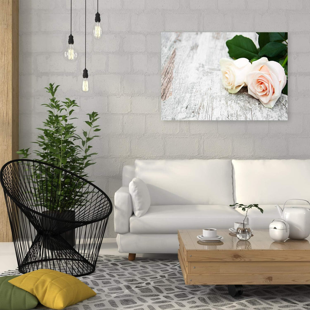 Feeby Leinwandbild Rose Bild Kunstdruck Pflanze Beige 70x50 cm M14554 70x50 cm, M14554 70x50 cm