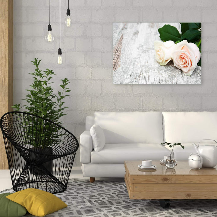 Feeby Bild auf Leinwand Rose Kunstdruck modern Pflanze Beige 80x60 cm M14554 80x60 cm, M14554 80x60