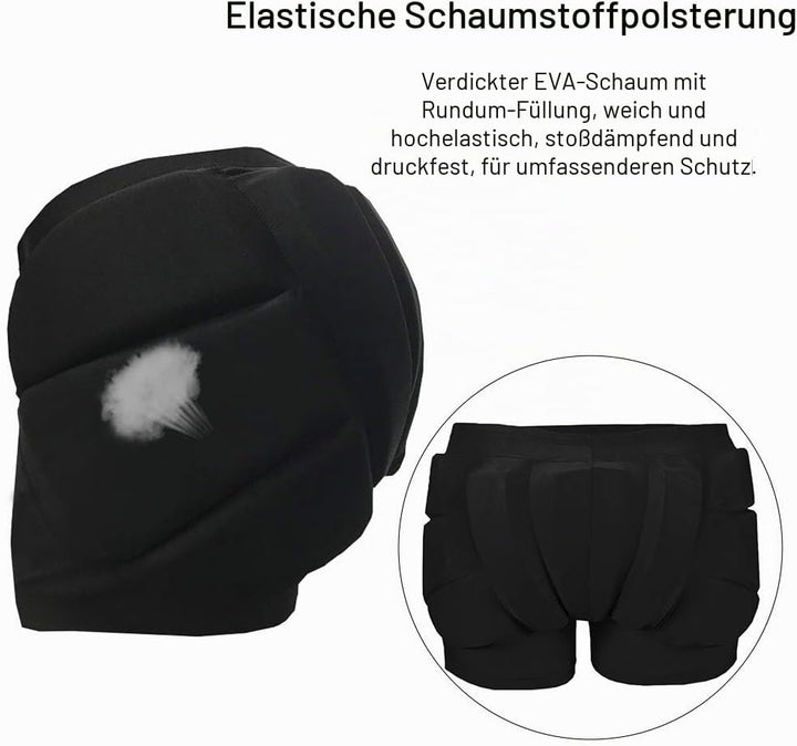 Anwangda Gepolsterte Shorts, Radsport Kurze Schutz Shorts, Hüftschutz 3D Gepolsterte Shorts für Skat