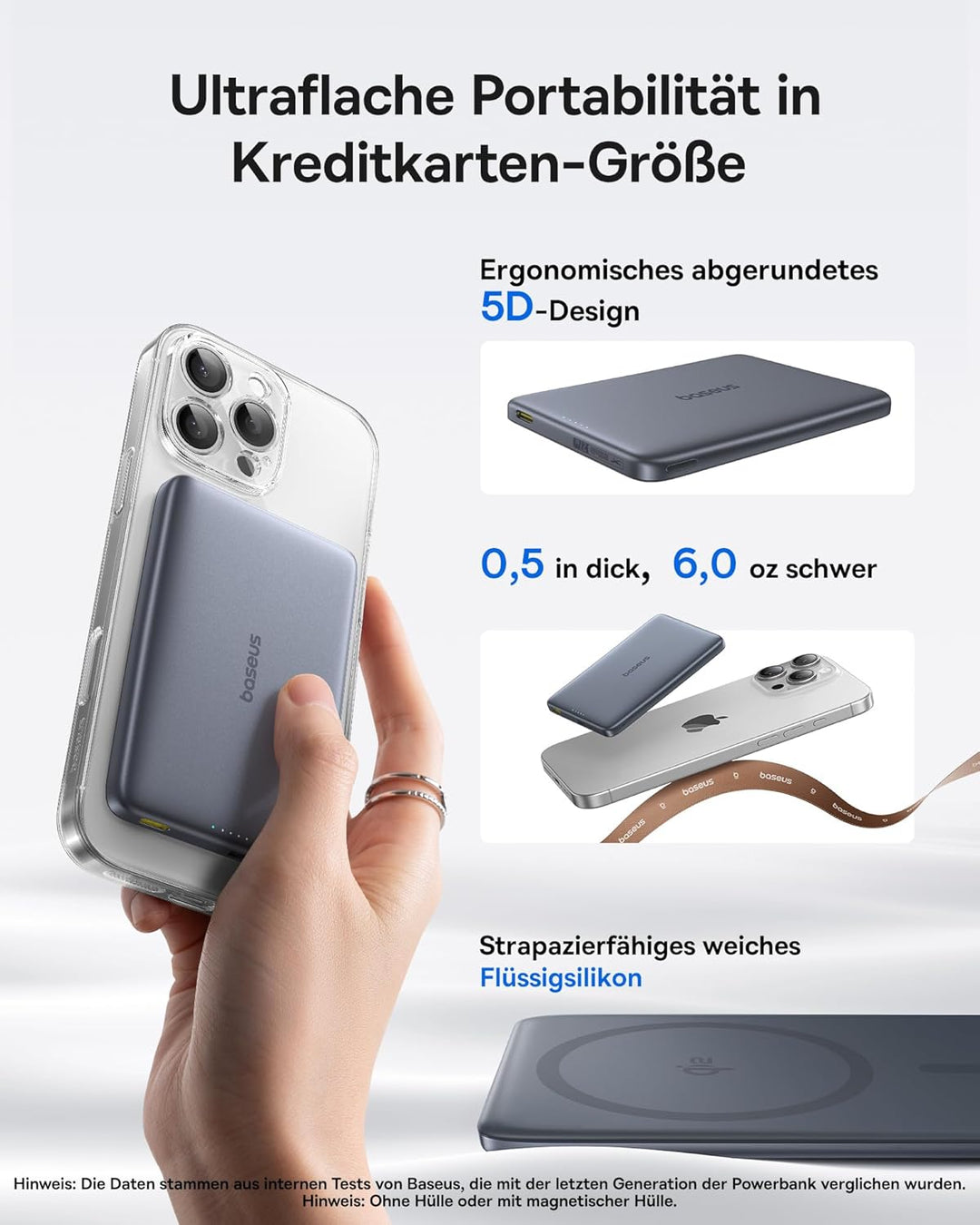 Baseus Picogo AM41 Power Bank, 10000mAh Qi2 Magsafe Powerbank 15W Wireless, Ultra Slim, PD 27W Schne