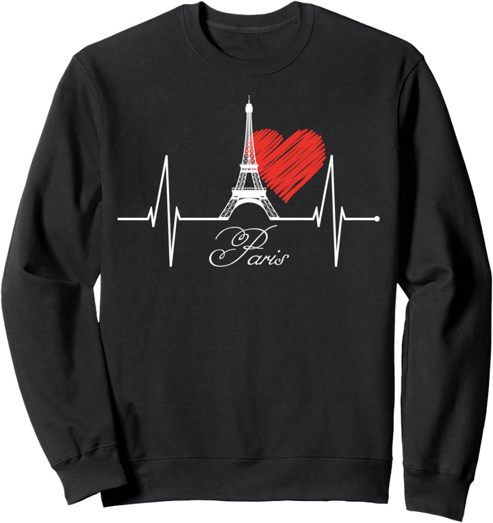 Paris Skyline Herzschlag Eiffelturm Frankreich Herz Paris Sweatshirt
