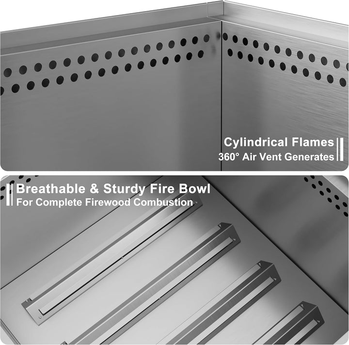 50 cm Rauchfreie Feuerschale Edelstahl, Feuerstelle Outdoor Camping Fire Pit, Quadratisch Feuerschal