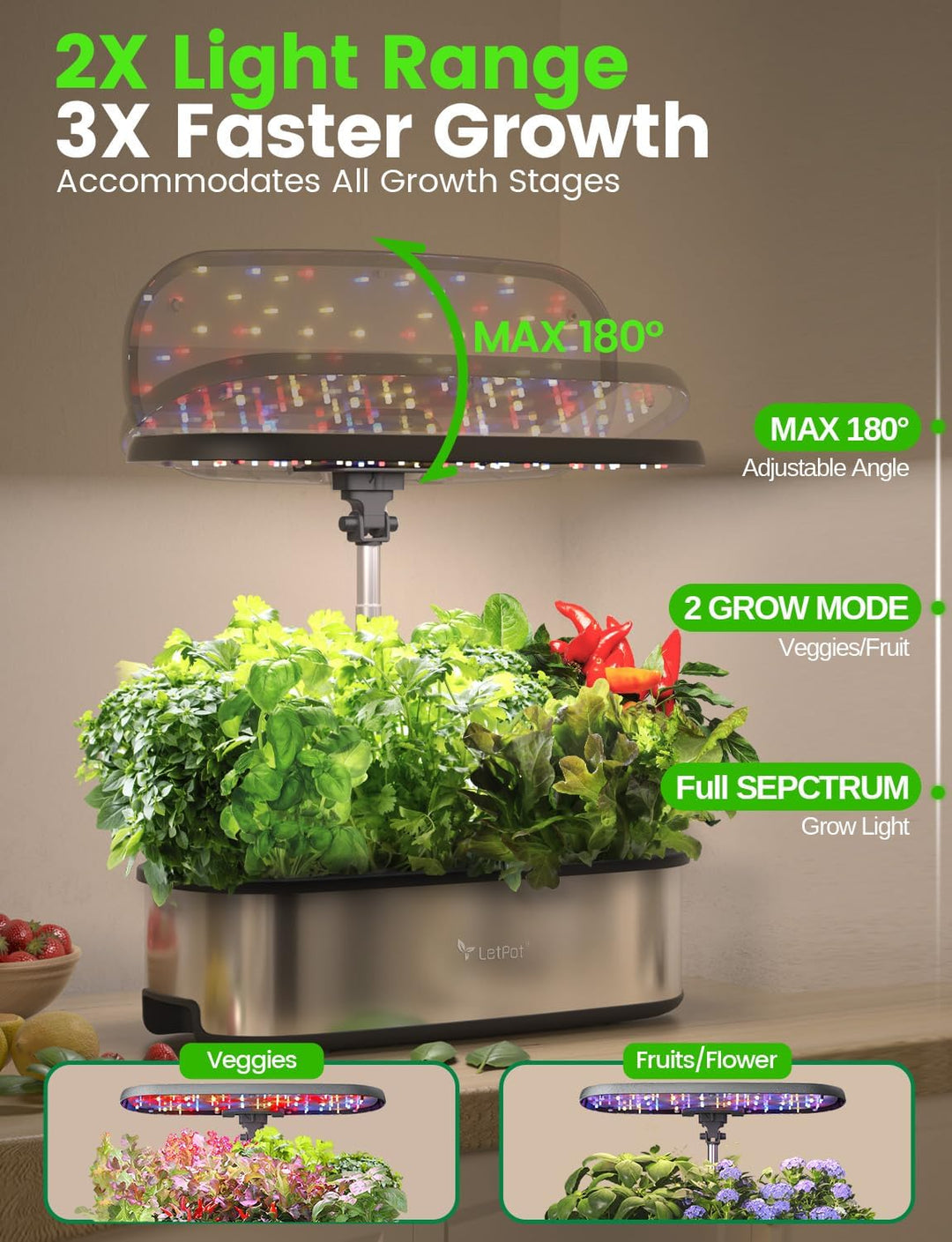 LETPOT LPH-SE WiFi Hydroponisches Anzuchtsystem, 12 Hülsen Smart Herb Garden Kit für Innenräume, Ind
