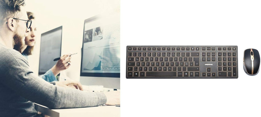 CHERRY DW 9000 Slim, Kabelloses Tastatur- und Maus-Set, EU-Layout (QWERTY), Bluetooth & 2,4 GHz Funk