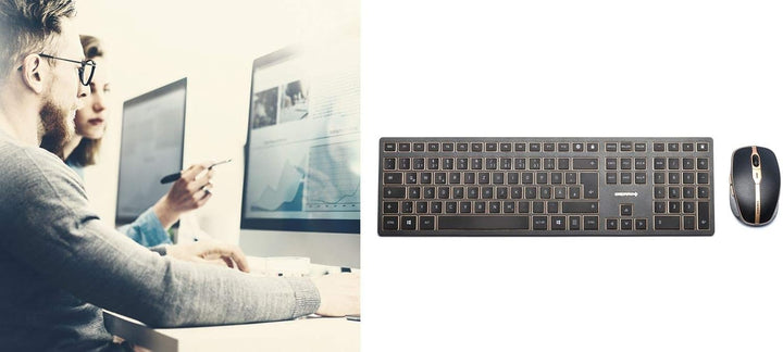 CHERRY DW 9000 Slim, Kabelloses Tastatur- und Maus-Set, EU-Layout (QWERTY), Bluetooth & 2,4 GHz Funk