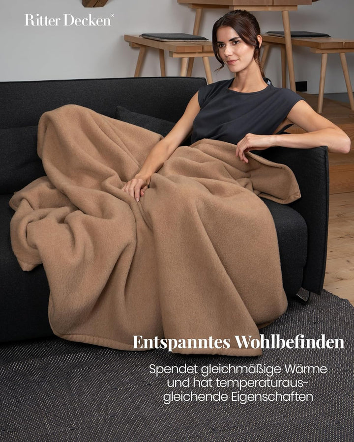 Ritter Decken Kamelhaardecke „Mandarin 150 x 200 cm Kamel (ungefärbt) aus 50% Kamelhaar und 50% Schu