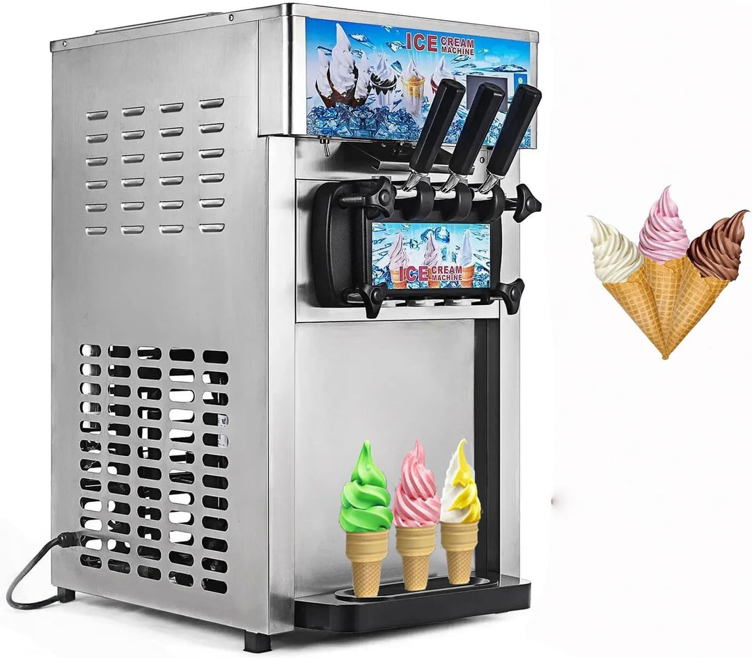 Kommerzielle Eiscreme-Maschine, 18L/H, 1200W, 3 Geschmacksrichtungen, italienische Eismaschine, Tric
