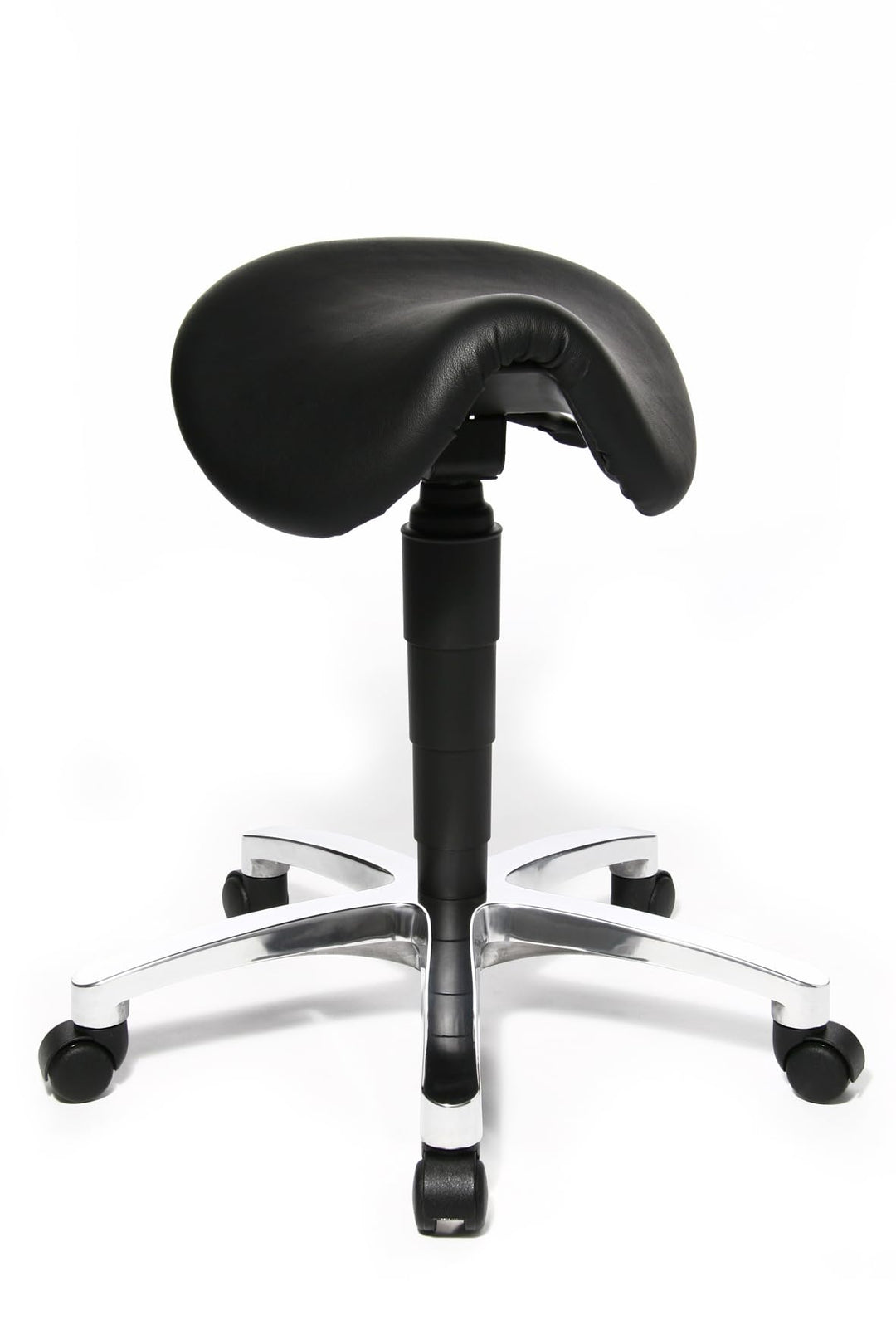 Topstar 70649A80Q Drehhocker, Rollhocker, Arbeitshocker - Bonanza mit Sattelsitz / Leder, schwarz, 5
