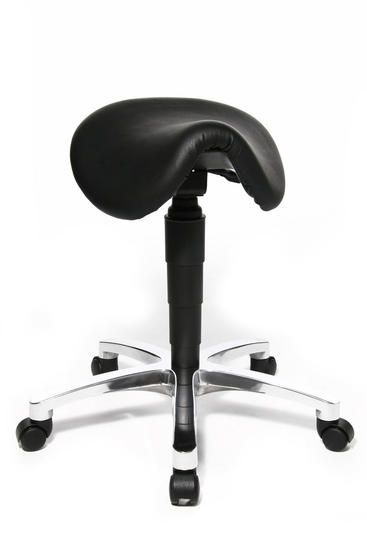 Topstar 70649A80Q Drehhocker, Rollhocker, Arbeitshocker - Bonanza mit Sattelsitz / Leder, schwarz, 5