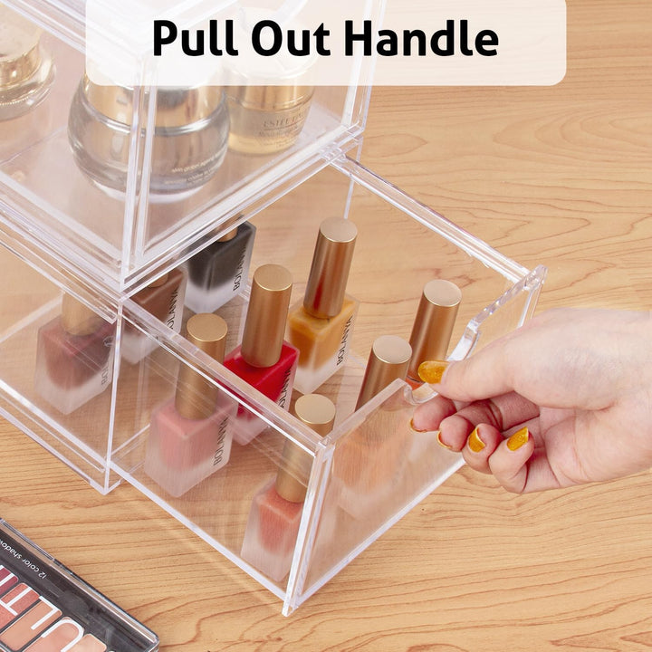 AMEITECH Stapelbare Kosmetik-Organizer-Schubladen, Transparenter Acryl-Make-up-Organizer, Schminkbeh