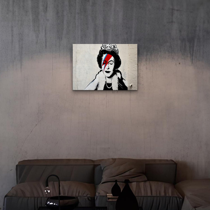 Giallobus - Gemälde - Banksy - - Standardleinwand - 70x50-09 - Königin - Bereit zum Aufhängen - Mode