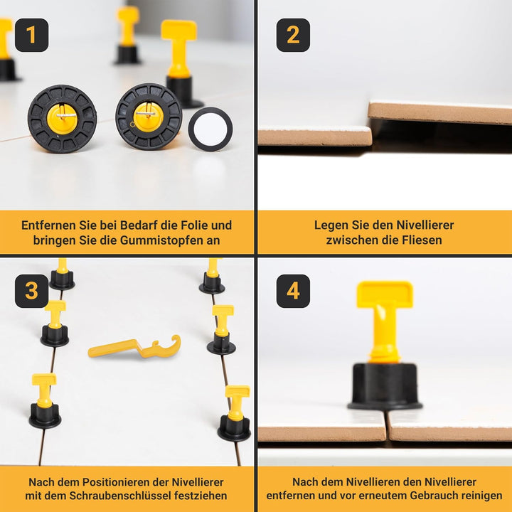 Fliesen-Nivelliersystem Kit 100pcs Fliesenabstandhalter, Kratzschutz-System, 2 Schraubenschlüssel, A