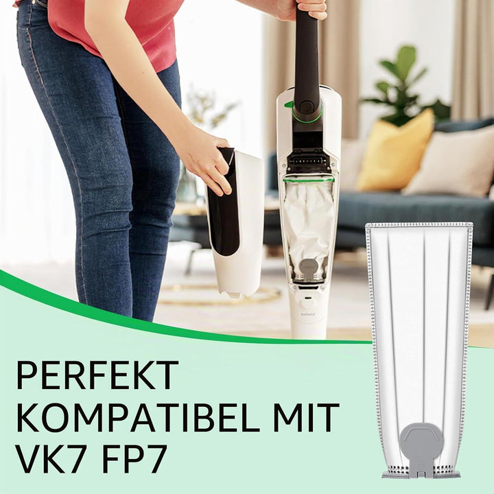 12 Staubsaugerbeutel kompatibel mit Vorwerk Folletto VK7 FP7 VK7S FP7S Staubsaugern, inklusive 12 Fo