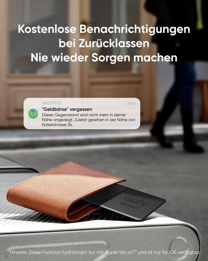 eufy SmartTrack-Karte E30 (Schwarz, 1er-Pack), Wiederaufladbar, Funktioniert mit Apple Wo ist? (nur