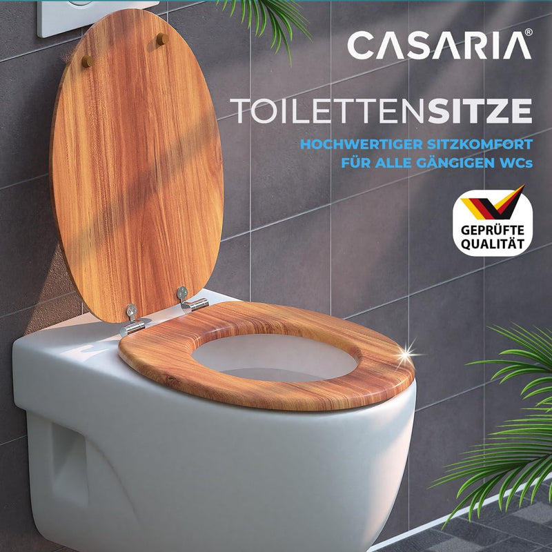 CASARIA® WC Sitz Doppelte Absenkautomatik MDF Holzkern hygienisch Rostfreie Scharniere 175kg Bad Toi
