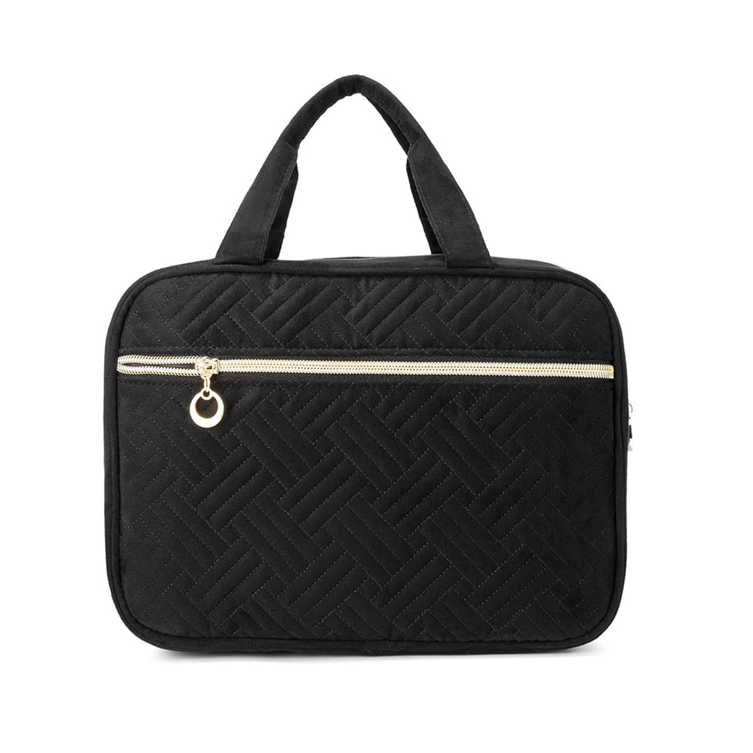 LOVEVOOK Kulturtasche Damen Schwarz, Wasserdicht Kulturbeutel Kosmetiktasche zum Aufhängen, Faltbare
