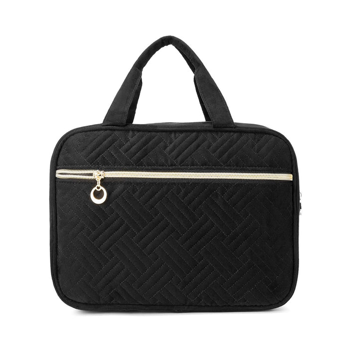 LOVEVOOK Kulturtasche Damen Schwarz, Wasserdicht Kulturbeutel Kosmetiktasche zum Aufhängen, Faltbare