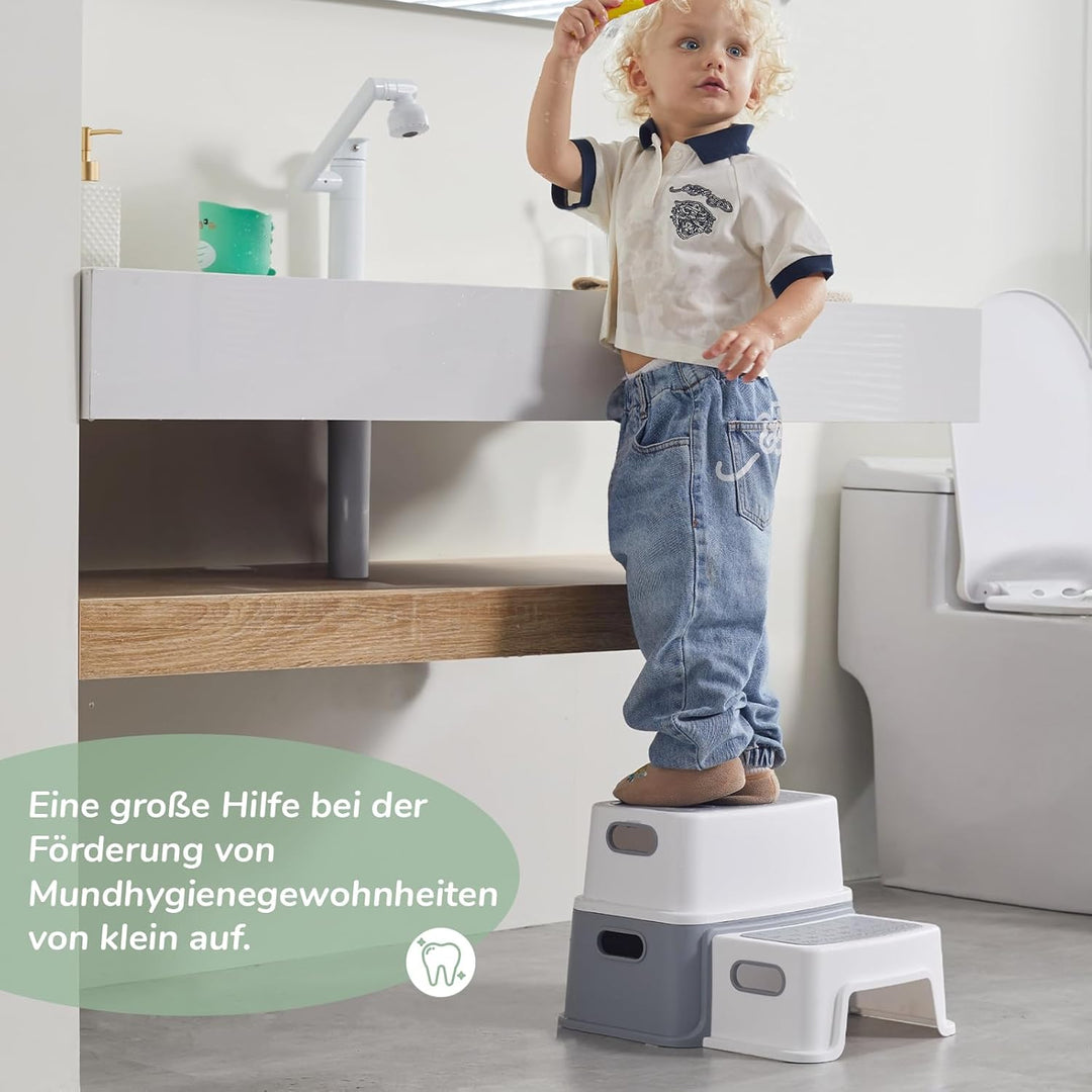 DEANIC Tritthocker Kinder, Kinderhocker Hocker Bad 2 Stufen, Klohocker WC Toilette ab 1 Jahr, Anti-K