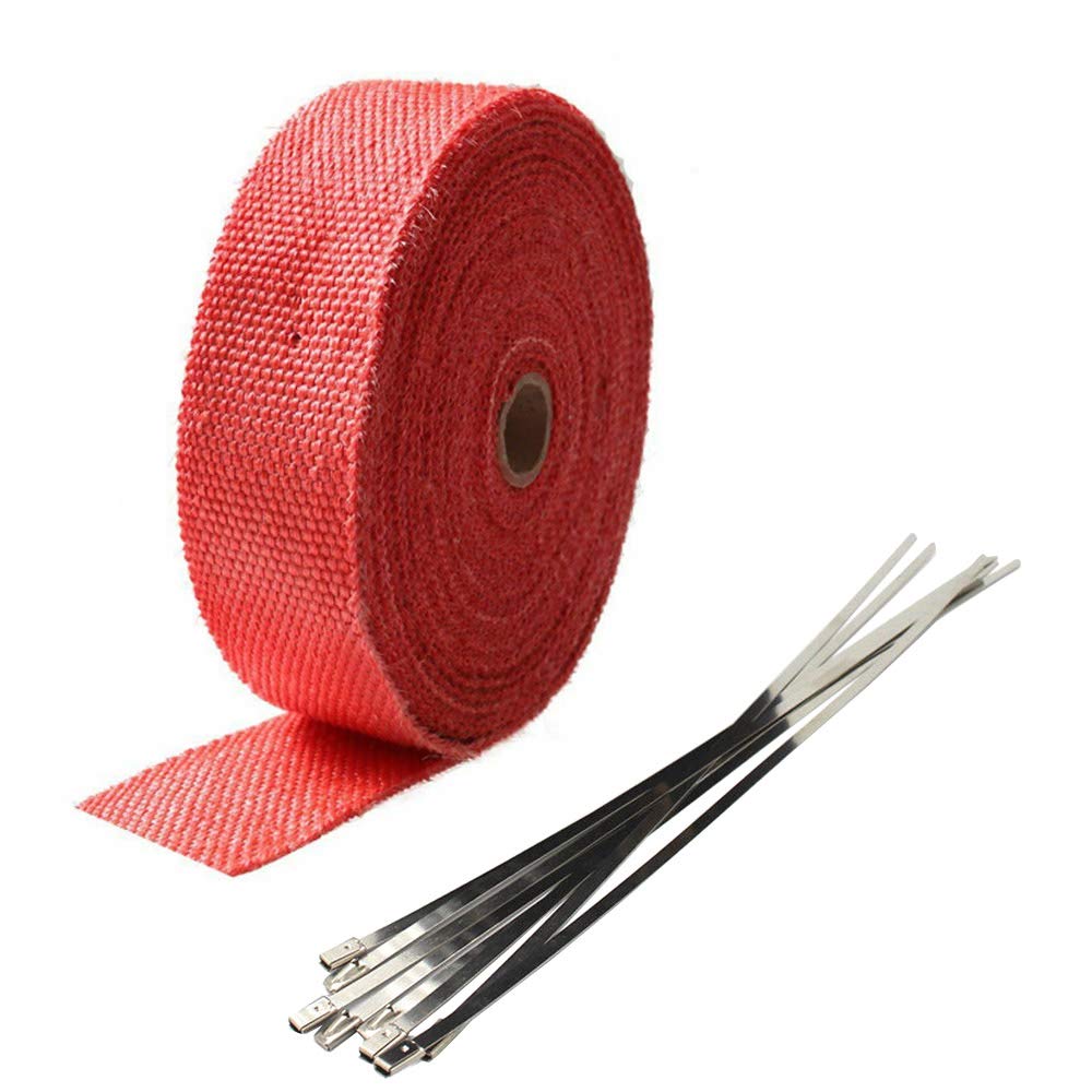 5CM X 10M Fiberglas Rot Hitzeschutzband Auspuffband Auspuff Hitze Wickel Schild Hülle Auto Motorrad