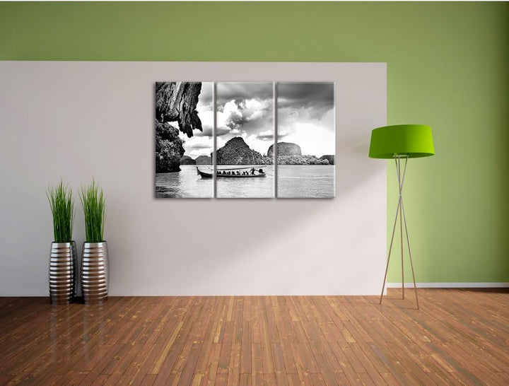 Pixxprint Thailand Phuket Playa Paradisiaca / 3-Teilig/Gesamtmass 120cm Leinwandbild bespannt auf Ho
