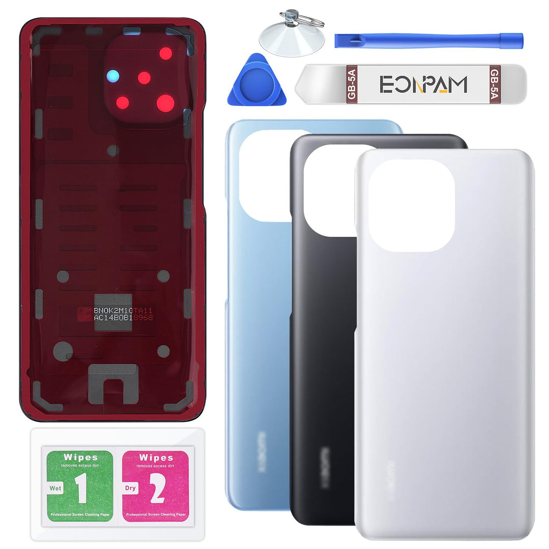 Eonpam Akkudeckel für Xiaomi Mi 11 Rückseite Glas Original Backcover Back Glas Ersatz mit Reparaturs