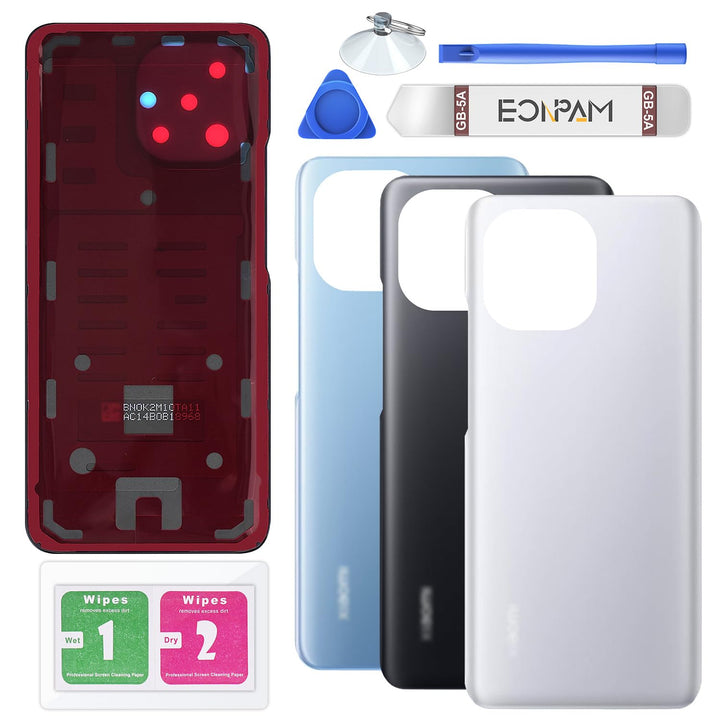 Eonpam Akkudeckel für Xiaomi Mi 11 Rückseite Glas Original Backcover Back Glas Ersatz mit Reparaturs