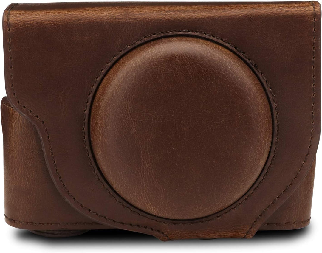 MegaGear MG1731 Ever Ready Leder Kameratasche mit Trageriemen kompatibel mit Sony Cyber-Shot DSC-RX1